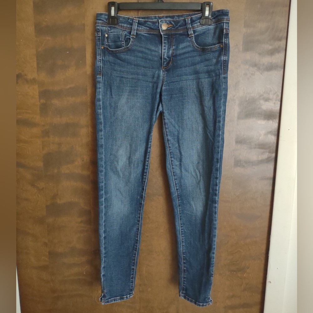 Women's Zara Basics Z1975 MidRise Skinny Cropped Ankle Jeans Dark Wash Denim |6